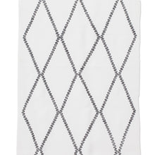 Load image into Gallery viewer, Handwoven White Cotton Table Runner with Diamond Pattern - White Diamond Paths | NOVICA
