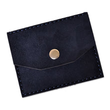 Load image into Gallery viewer, Suede Card Holder in Blue with One Pocket and Four Slots - Days of Elegance | NOVICA
