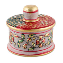 Load image into Gallery viewer, Jaipur Floral Green and Red 5-Piece Marble Tray and Bowl Set - Jaipur Arcadia | NOVICA
