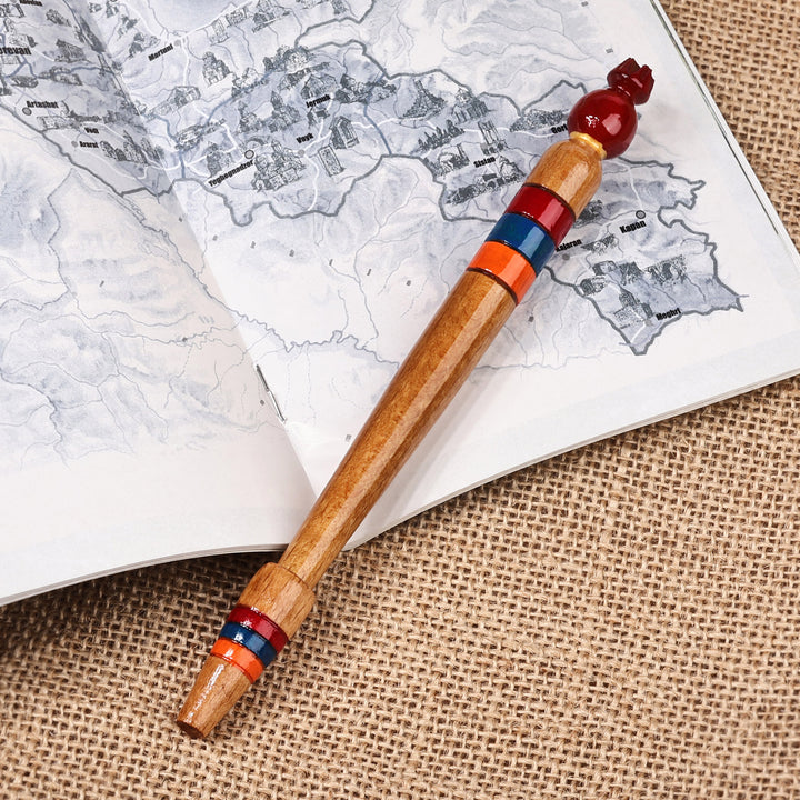 Pomegranate-Themed Classic Painted Beech Wood Pen - Pomegranate Words | NOVICA