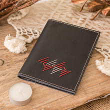 Load image into Gallery viewer, Handcrafted Leather Passport Holder in Black Red and Grey - Urban Elegance | NOVICA
