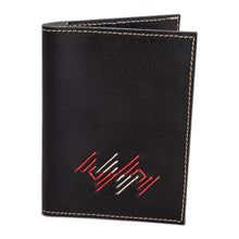 Load image into Gallery viewer, Handcrafted Leather Passport Holder in Black Red and Grey - Urban Elegance | NOVICA

