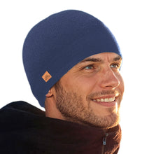 Load image into Gallery viewer, Unisex Soft Alpaca Blend Knit Hat in Indigo Blue - Indigo Minds | NOVICA
