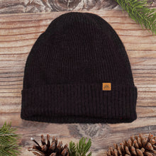 Load image into Gallery viewer, Alpaca and Wool Blend Knit Beanie Hat in Onyx Black - Dark Age | NOVICA
