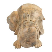 Load image into Gallery viewer, Whimsical Wood Sculpture of a Snail Man Hand-Carved in Bali - Relaxed Snail Man | NOVICA

