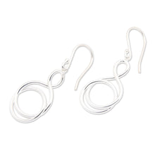 Load image into Gallery viewer, High-Polished Silver-Plated Brass Dangle Earrings from Bali - Life Path | NOVICA
