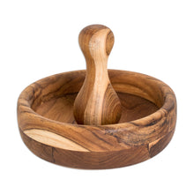 Load image into Gallery viewer, Hand-Carved Teak Wood Mortar and Pestle Set from Guatemala - Culinary Force | NOVICA
