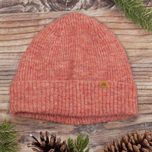 Load image into Gallery viewer, Knit Ribbed Baby Alpaca and Wool Blend Beanie Hat in Coral - Coral Chic | NOVICA

