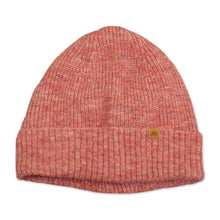 Load image into Gallery viewer, Knit Ribbed Baby Alpaca and Wool Blend Beanie Hat in Coral - Coral Chic | NOVICA
