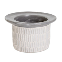 Load image into Gallery viewer, Modern Textured Ceramic Vase Hand-Painted in Guatemala - Festival of Flowers in Grey | NOVICA
