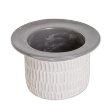 Load image into Gallery viewer, Modern Textured Ceramic Vase Hand-Painted in Guatemala - Festival of Flowers in Grey | NOVICA
