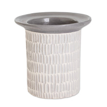 Load image into Gallery viewer, Handcrafted Textured Watertight Ceramic Vase from Guatemala - Art and Elegance in Grey | NOVICA
