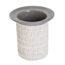 Load image into Gallery viewer, Handcrafted Textured Watertight Ceramic Vase from Guatemala - Art and Elegance in Grey | NOVICA
