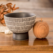 Load image into Gallery viewer, Ivory and Black Textured Ceramic Vase Handmade in Guatemala - Harmonious Symphony in Black | NOVICA
