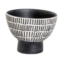 Load image into Gallery viewer, Ivory and Black Textured Ceramic Vase Handmade in Guatemala - Harmonious Symphony in Black | NOVICA
