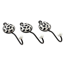 Load image into Gallery viewer, Set of 3 Ceramic Coat Hooks with Hand-Painted Paisley Motifs - Perfect Paisley | NOVICA
