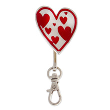 Load image into Gallery viewer, Heart-Shaped Zamac Metal and Red Resin Keychain - Passion Everyday | NOVICA
