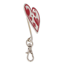 Load image into Gallery viewer, Heart-Shaped Zamac Metal and Red Resin Keychain - Passion Everyday | NOVICA
