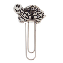 Load image into Gallery viewer, Polished and Oxidized Zamac Metal Turtle Clip Bookmark - Literary Carapace | NOVICA
