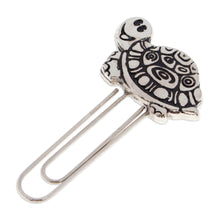 Load image into Gallery viewer, Polished and Oxidized Zamac Metal Turtle Clip Bookmark - Literary Carapace | NOVICA
