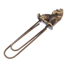 Load image into Gallery viewer, Antique-Finished Dog-Shaped Golden Zamac Metal Clip Bookmark - Loyal Glory | NOVICA
