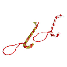 Load image into Gallery viewer, Pair of Glass Beaded Candy Cane-Themed Christmas Ornaments - Candy Cane Duo | NOVICA
