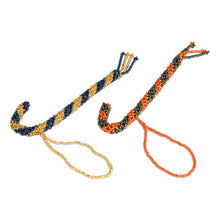 Load image into Gallery viewer, Two Glass Beaded Candy Cane-Themed Ornaments from Guatemala - Candy Cane Couple | NOVICA
