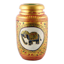 Load image into Gallery viewer, Classic Elephant-Themed Golden Kadam Wood Pen Holder - Glory of the Jungle | NOVICA
