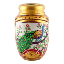 Load image into Gallery viewer, Classic Peacock-Themed Golden Kadam Wood Pen Holder - Glimpse into Paradise | NOVICA
