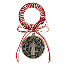 Load image into Gallery viewer, Red and Honey Zamac Metal Saint Benedict Door Knob Hanger - Saint Benedict Gate | NOVICA
