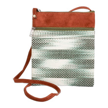 Load image into Gallery viewer, Faux Leather-Accented Cotton Sling Bag in Forest Green Hues - Forest Beauty | NOVICA
