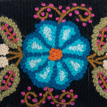 Load image into Gallery viewer, Knit Floral Blue and Black Wool Coin Purse with Zipper - Lunar Petals | NOVICA
