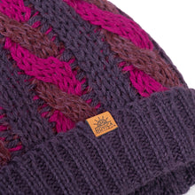 Load image into Gallery viewer, Cable Knit Alpaca Blend Hat in Fuchsia and Purple Hues - Braided Fuchsia | NOVICA
