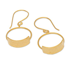 Load image into Gallery viewer, Minimalist 18k Gold-Plated Brass Dangle Earrings from Bali - Classic Hoop | NOVICA
