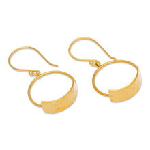 Load image into Gallery viewer, Minimalist 18k Gold-Plated Brass Dangle Earrings from Bali - Classic Hoop | NOVICA

