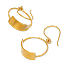 Load image into Gallery viewer, Minimalist 18k Gold-Plated Brass Dangle Earrings from Bali - Classic Hoop | NOVICA
