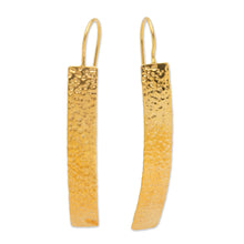 Load image into Gallery viewer, Modern Hammered 18k Gold-Plated Brass Bar Drop Earrings - Glorious Textures | NOVICA
