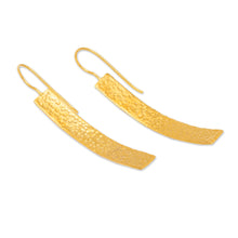 Load image into Gallery viewer, Modern Hammered 18k Gold-Plated Brass Bar Drop Earrings - Glorious Textures | NOVICA
