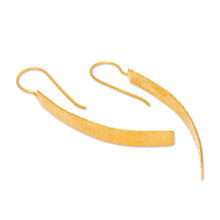 Load image into Gallery viewer, Modern Hammered 18k Gold-Plated Brass Bar Drop Earrings - Glorious Textures | NOVICA
