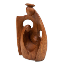 Load image into Gallery viewer, Semi-Abstract Angel-Themed Suar Wood Sculpture of Family - Happiest Mother | NOVICA
