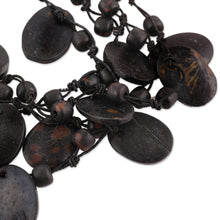 Load image into Gallery viewer, Handcrafted Bohemian Black Cotton Beaded Strand Necklace - Dark Bohemian | NOVICA
