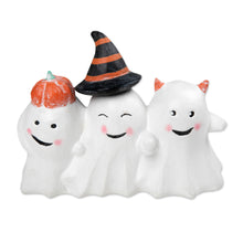 Load image into Gallery viewer, Halloween-Themed Distressed Wood Sculpture of Three Ghosts - Cheeky Halloween Trio | NOVICA
