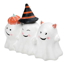Load image into Gallery viewer, Halloween-Themed Distressed Wood Sculpture of Three Ghosts - Cheeky Halloween Trio | NOVICA
