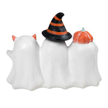 Load image into Gallery viewer, Halloween-Themed Distressed Wood Sculpture of Three Ghosts - Cheeky Halloween Trio | NOVICA
