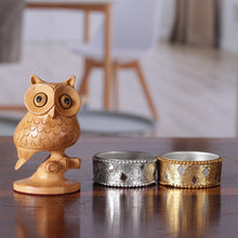 Load image into Gallery viewer, Hand-Carved Owl-Shaped Kadam Wood Magnet from India - Wooden Wisdom | NOVICA
