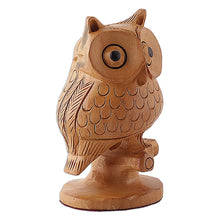 Load image into Gallery viewer, Hand-Carved Owl-Shaped Kadam Wood Magnet from India - Wooden Wisdom | NOVICA
