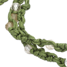 Load image into Gallery viewer, Citrine Macrame Wrap Bracelet with Gold-Plated Brass Beads - Green Flair | NOVICA
