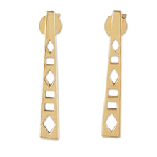 Load image into Gallery viewer, Geometric-Themed Modern Brass Drop Earrings from India - Stairway to Glam | NOVICA
