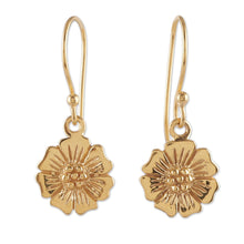 Load image into Gallery viewer, Spring-Themed Floral Brass Dangle Earrings from India - Floral Elation | NOVICA
