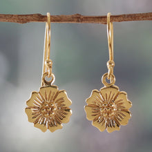 Load image into Gallery viewer, Spring-Themed Floral Brass Dangle Earrings from India - Floral Elation | NOVICA

